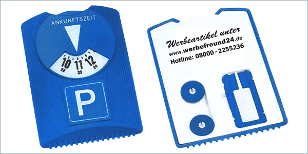 Werbartikel Parkscheibe Parking Plus